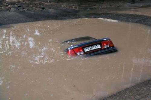 car in water