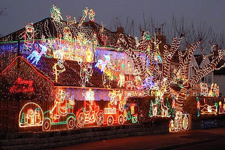 Christmas Lights on Lots Of Lights On This Big House