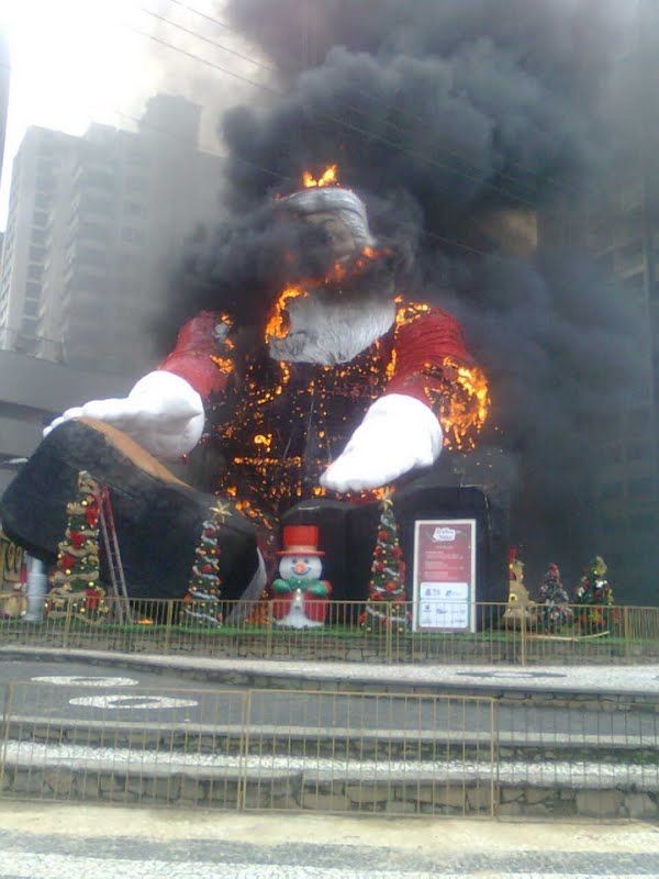Santa Claus on fire