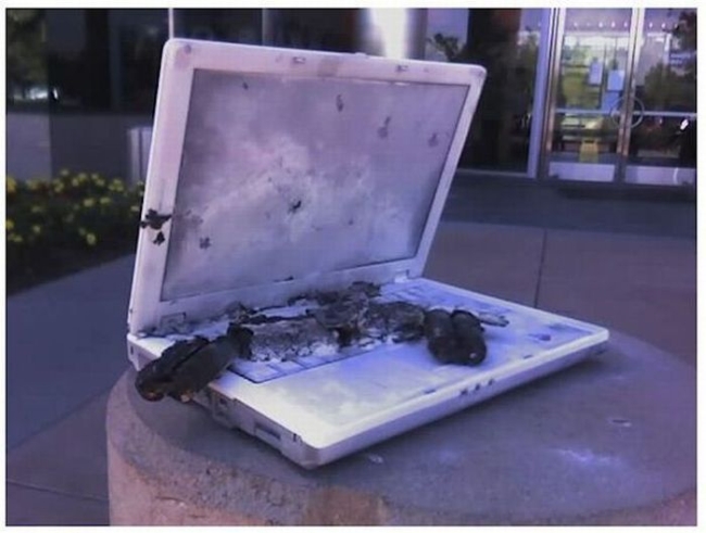 Burned laptop