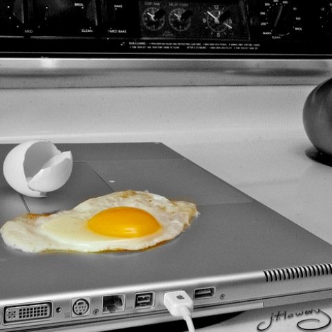 laptop with egg