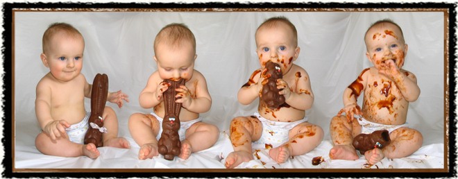 funny kid eating an easter bunny!