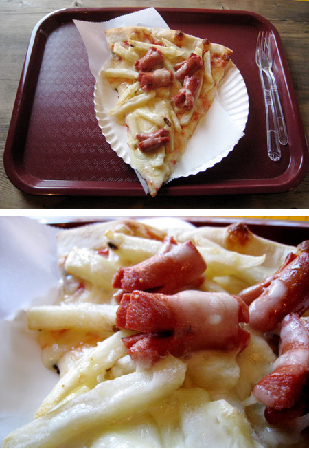Pizza, fries and hot dogs