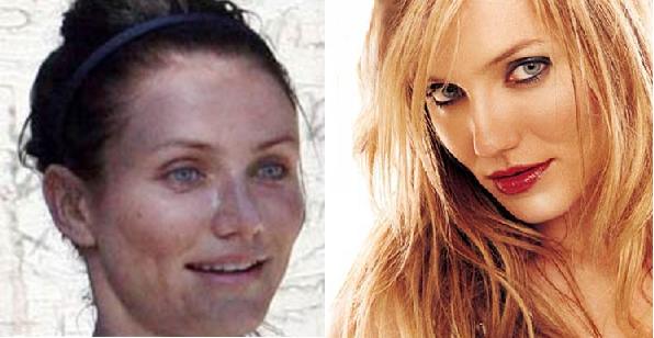 Celebrities with and without makeup