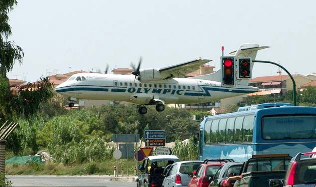 A plane flying low