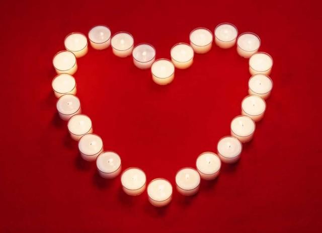 Heart made of candles