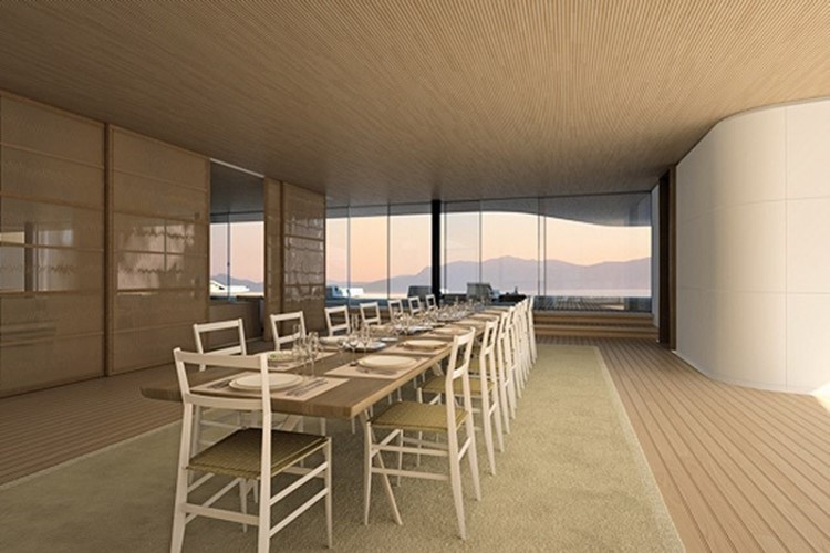Dining room in luxury boat
